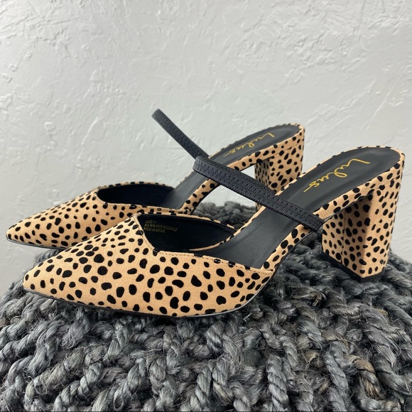 Lulu’s Cheetah print pointed toe mule heels sz 11 - Picture 1 of 9